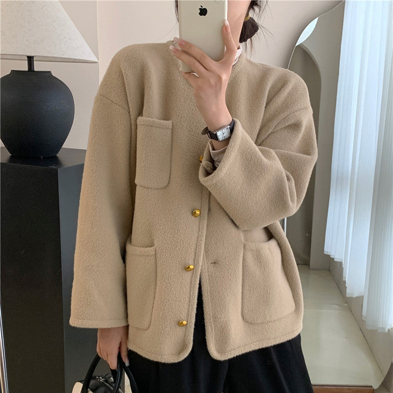 Women's soft jacket with decorative buttons and large pockets NOVAE