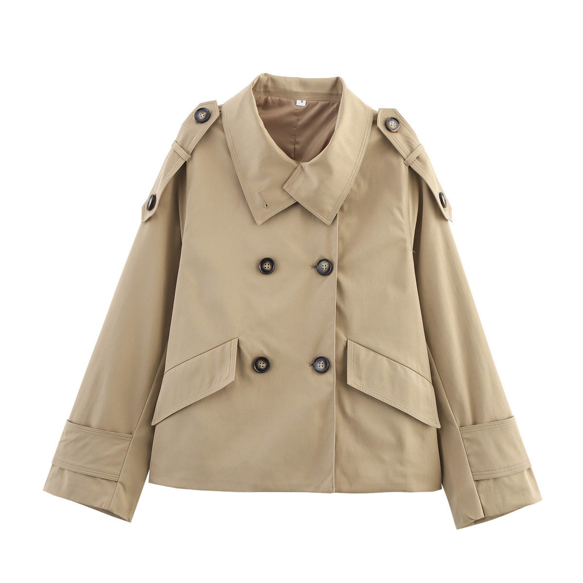 Women's fashionable transitional jacket with double button placket and practical pockets NOVAE
