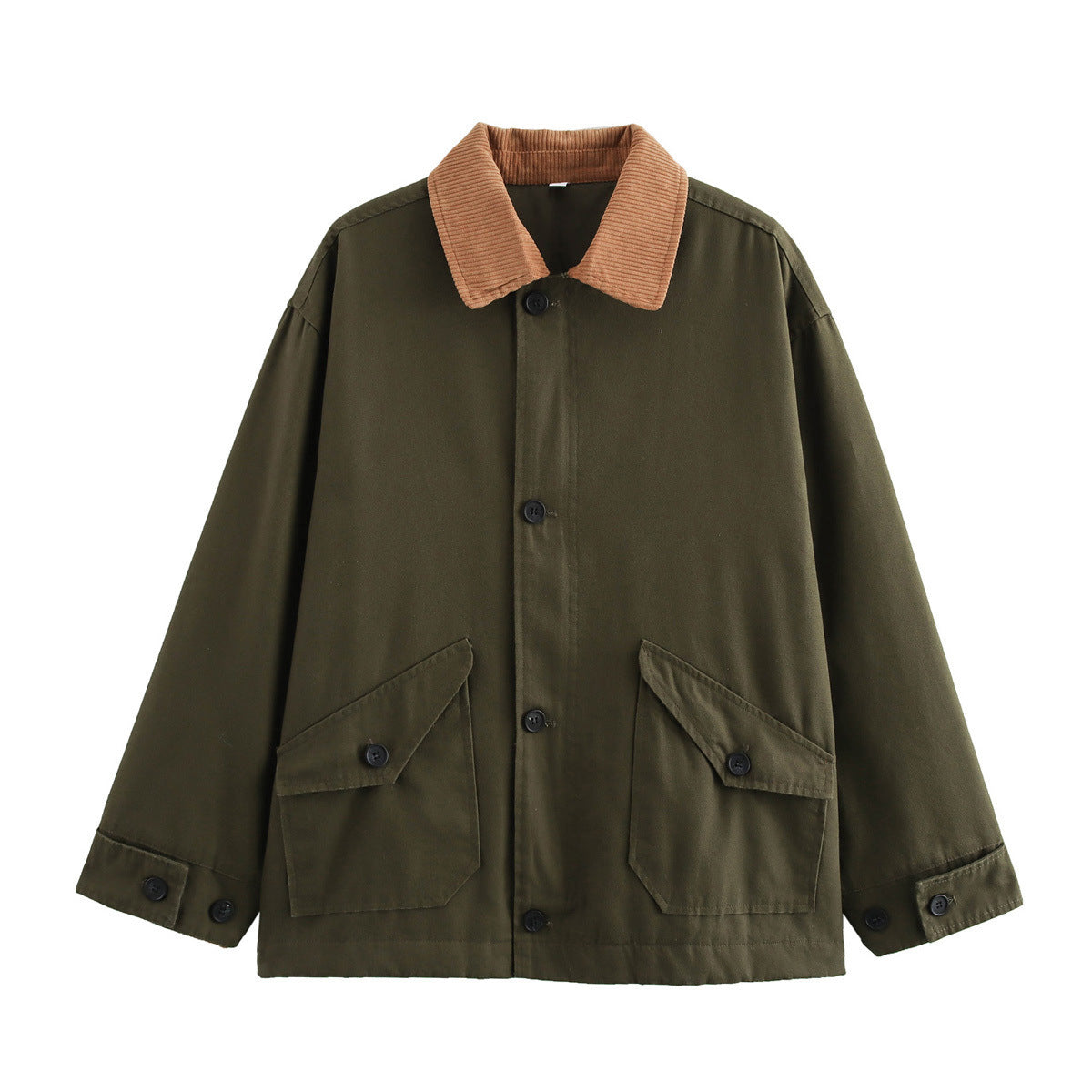 Women's casual transitional jacket with corduroy-style collar and practical pockets NOVAE