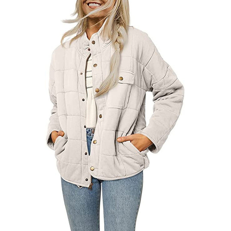 Women's quilted jacket with decorative button NOVAE