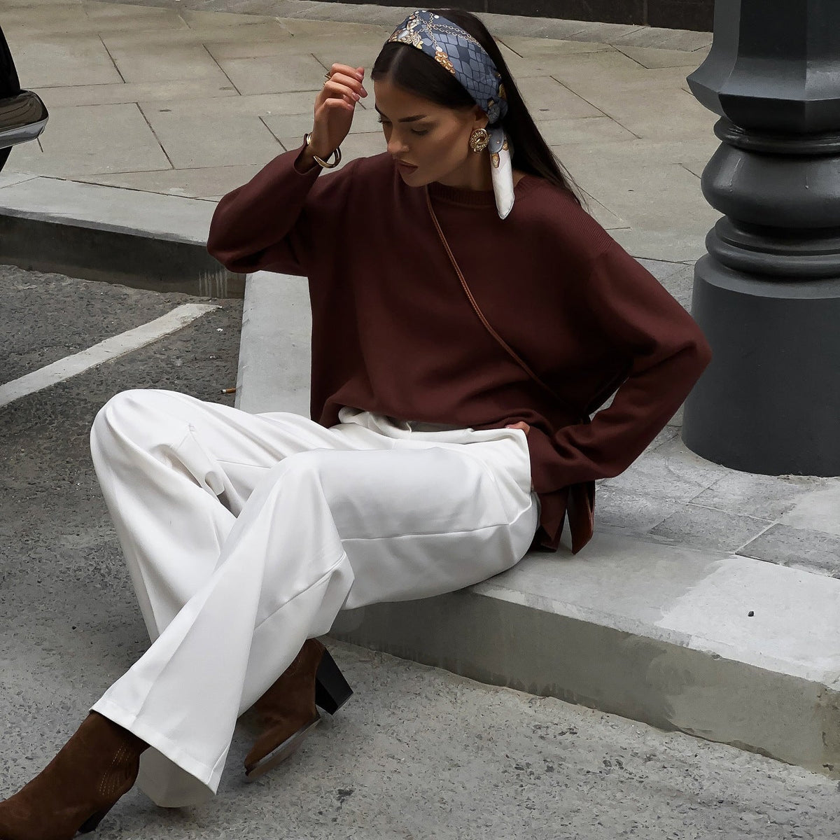 Women's casual loose-fitting sweater and elegant trousers NOVAE