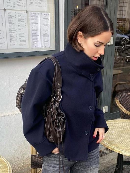 Women's fashionable wool jacket with structured collar and elegant cut NOVAE