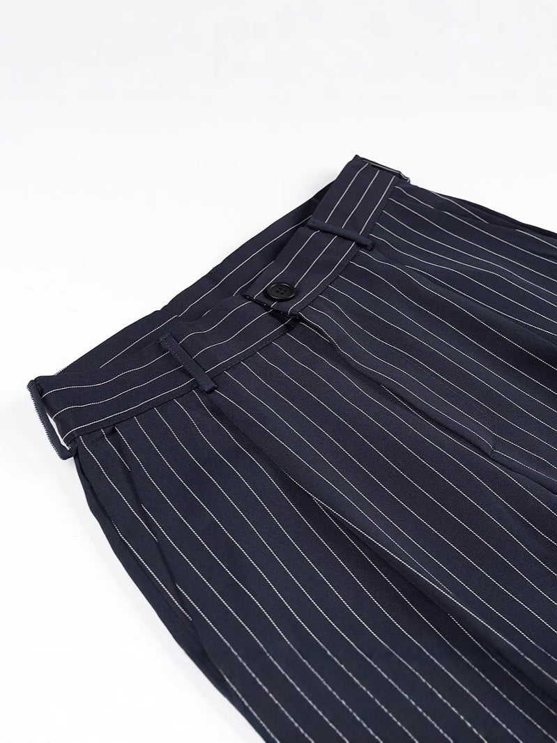 Women's wide-leg high-waisted trousers with elegant stripes NOVAE