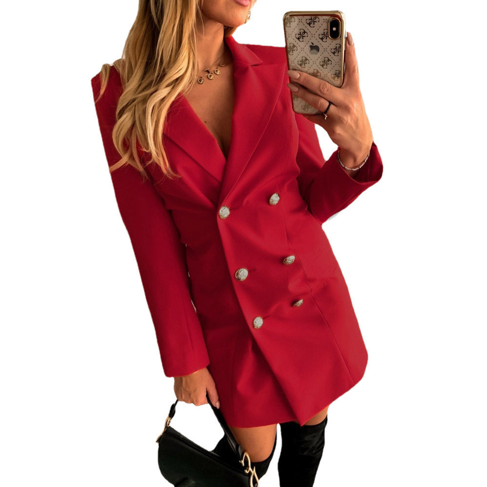Women's blazer dress with double button placket and elegant details NOVAE