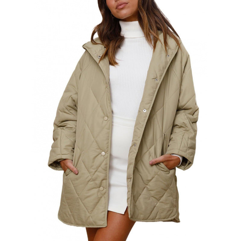 Women's warm quilted jacket with hood NOVAE