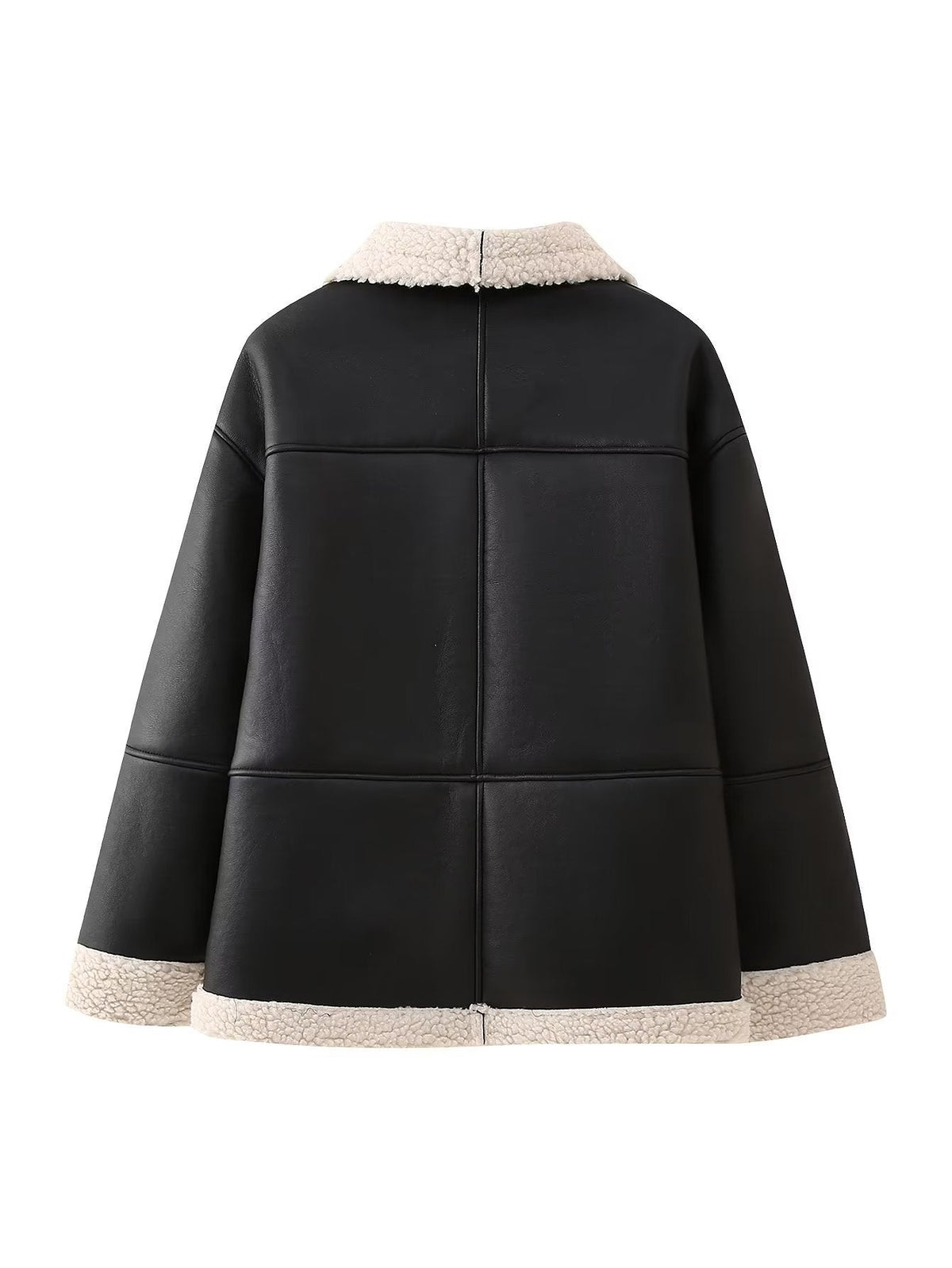 Women's faux leather jacket with cozy lining and high collar NOVAE