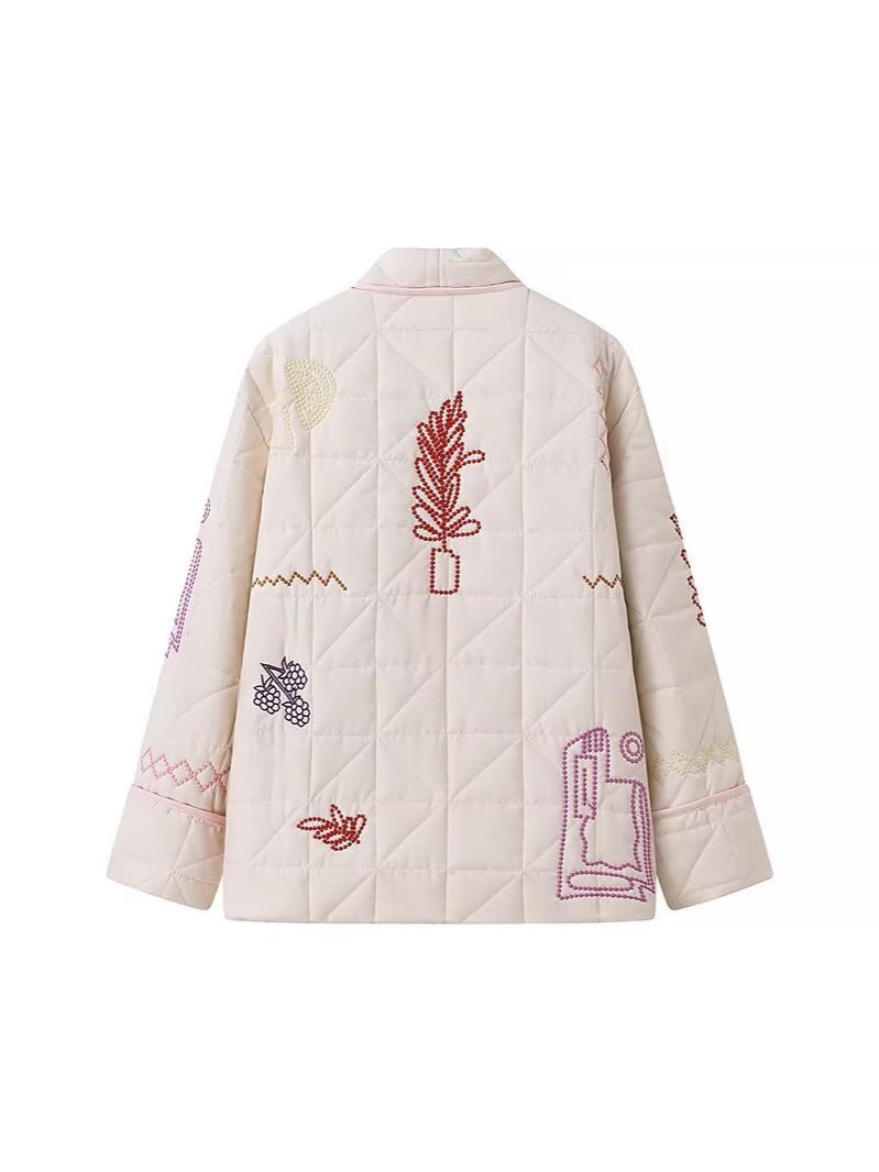 Women's quilted jacket with creative embroidery design NOVAE
