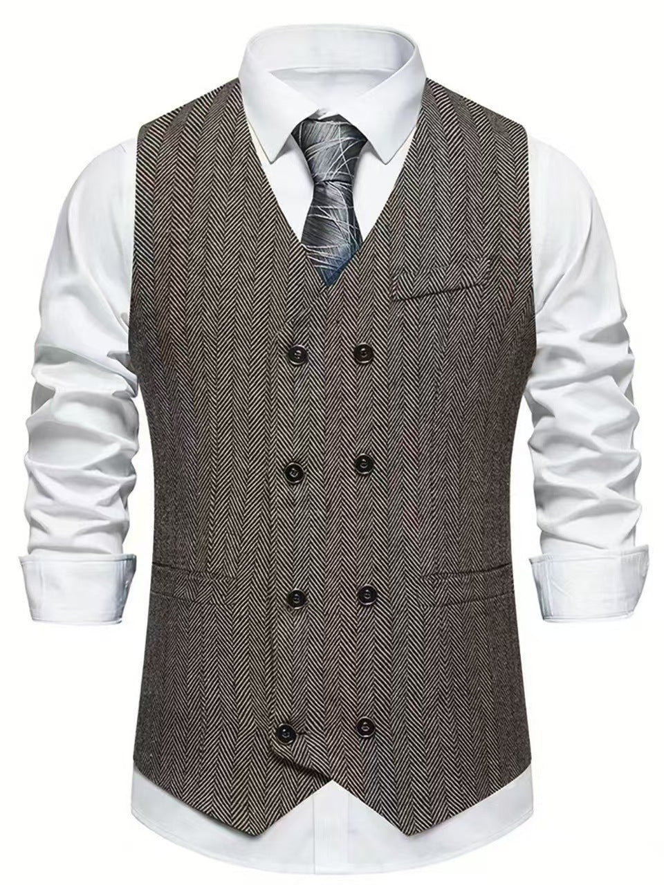 Men's elegant herringbone vest NOVAE