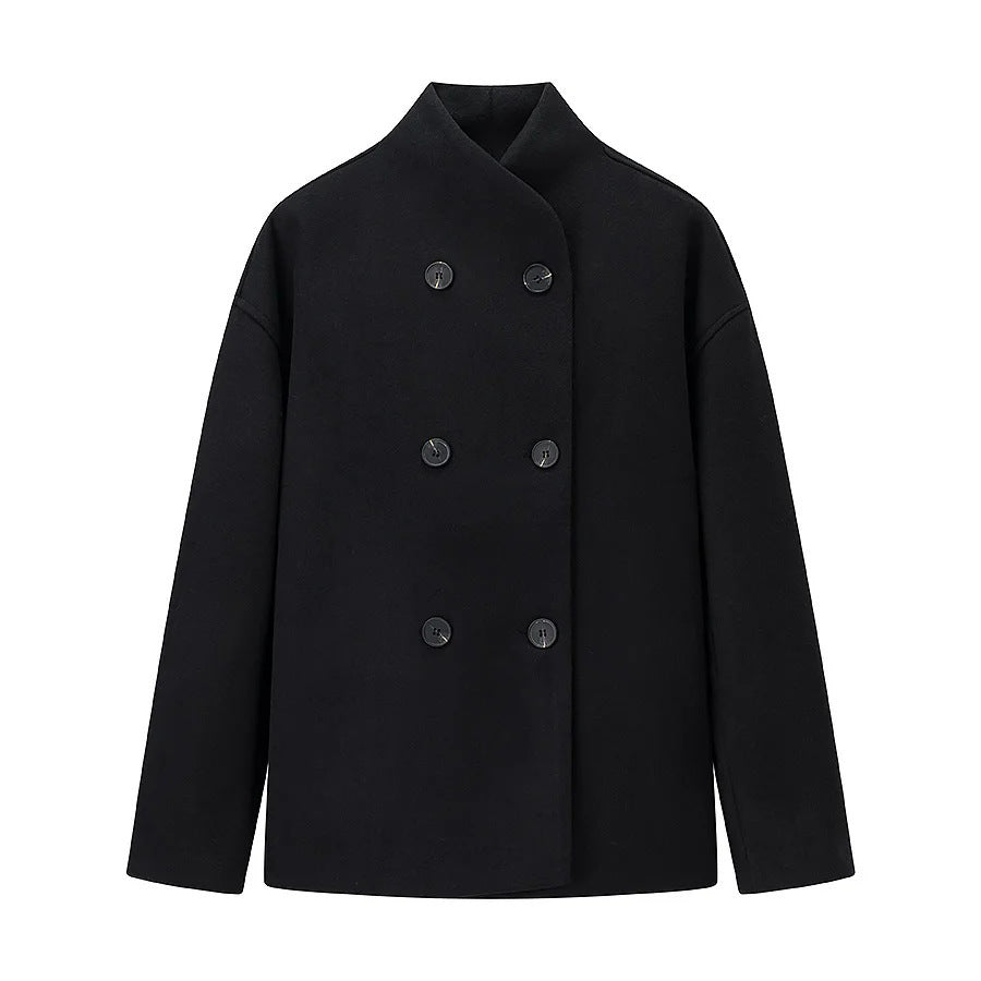 Women's elegant winter jacket with double button placket and stand-up collar NOVAE