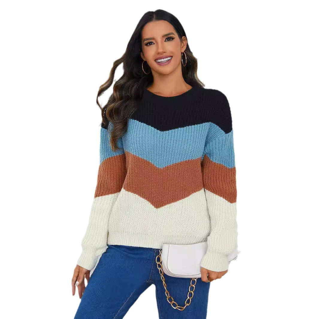 Women's knitted sweater with chevron pattern and comfort cuffs NOVAE