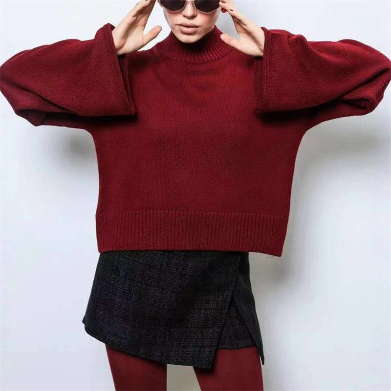 Women's knitted sweater with a relaxed fit and voluminous sleeves NOVAE
