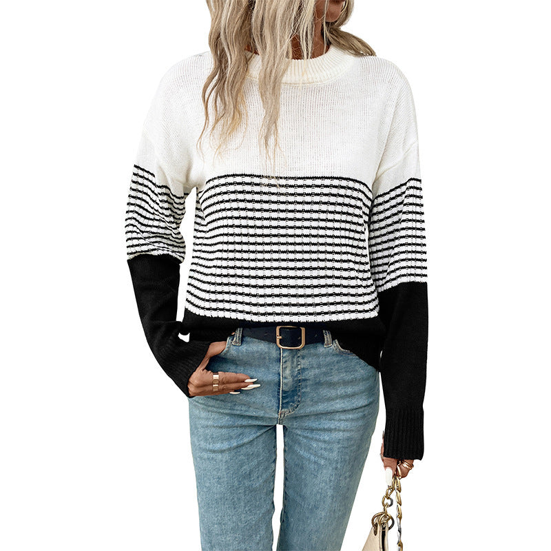 Women's knitted sweater with a modern pattern and casual cut NOVAE