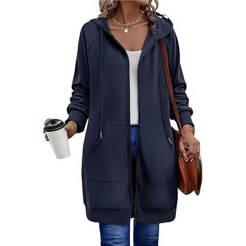 Women's fashionable hooded jacket with side pockets and zipper NOVAE