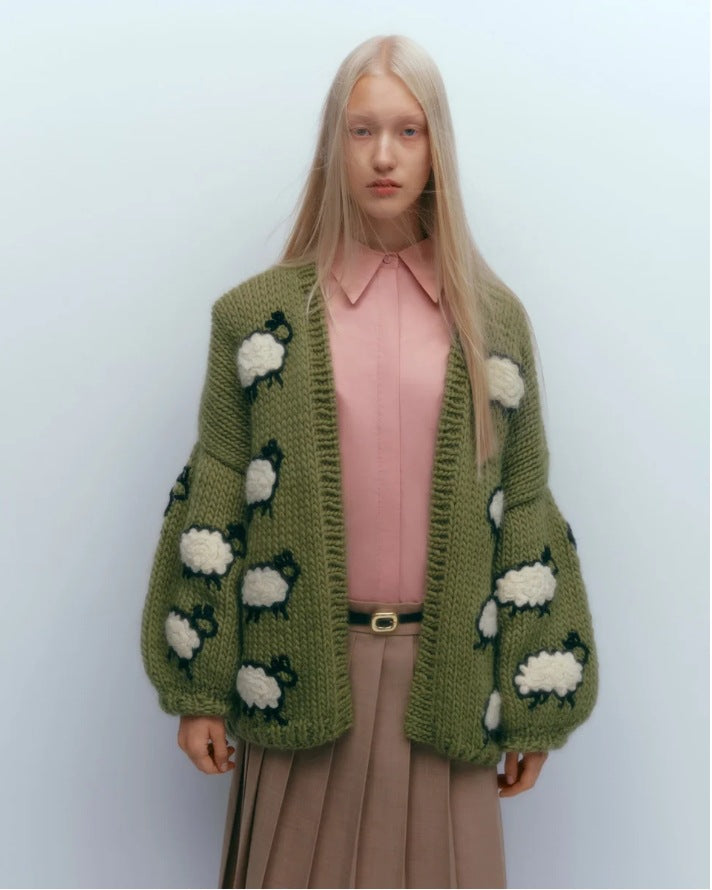 Women's cardigan with unique sheep design and casual cut NOVAE