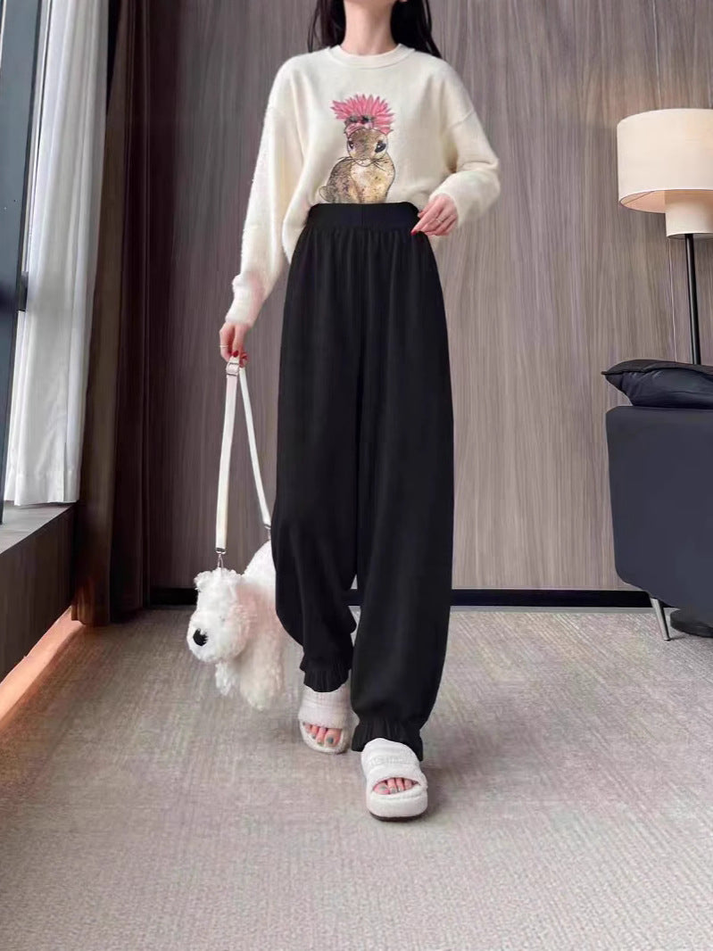 Women's comfortable palazzo pants made of shiny material NOVAE