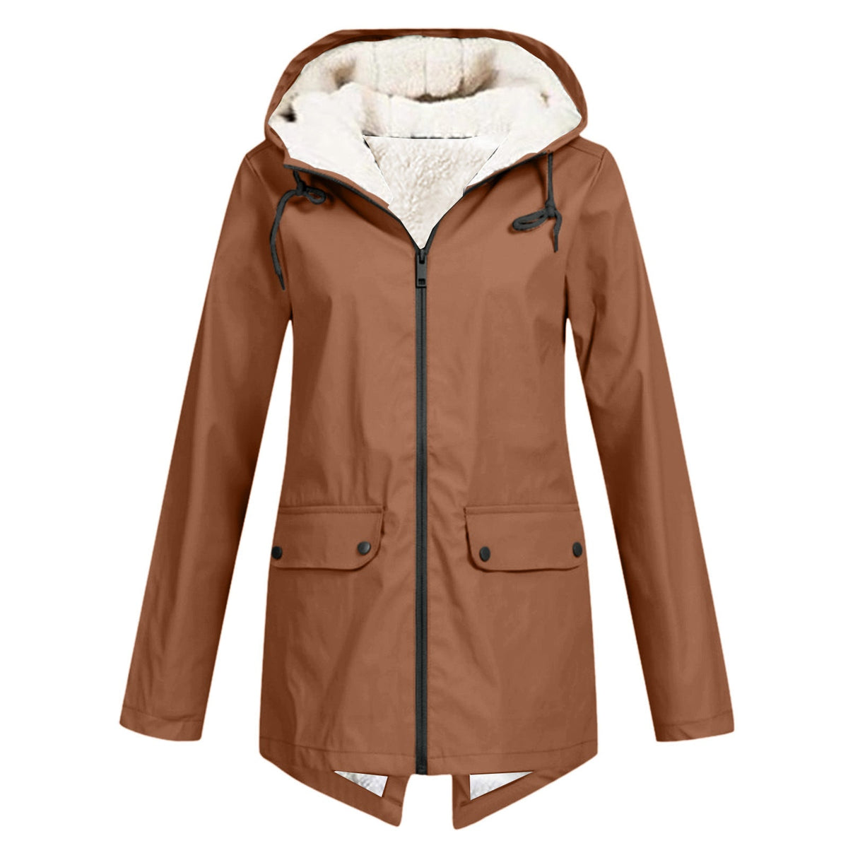 Women's weatherproof and lined rain jacket with adjustable hood collar NOVAE