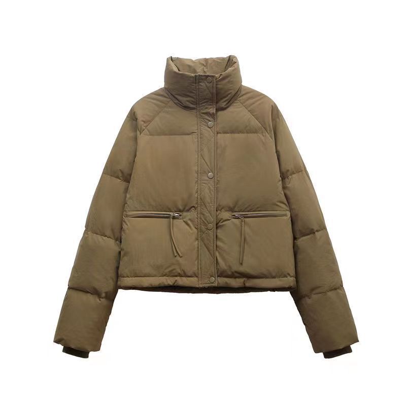 Women's quilted winter jacket with high collar and practical pockets NOVAE