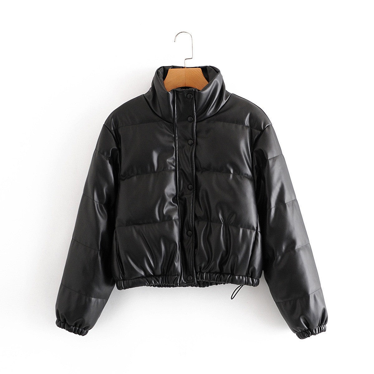 Women's short quilted jacket with high collar and elasticated cuffs NOVAE