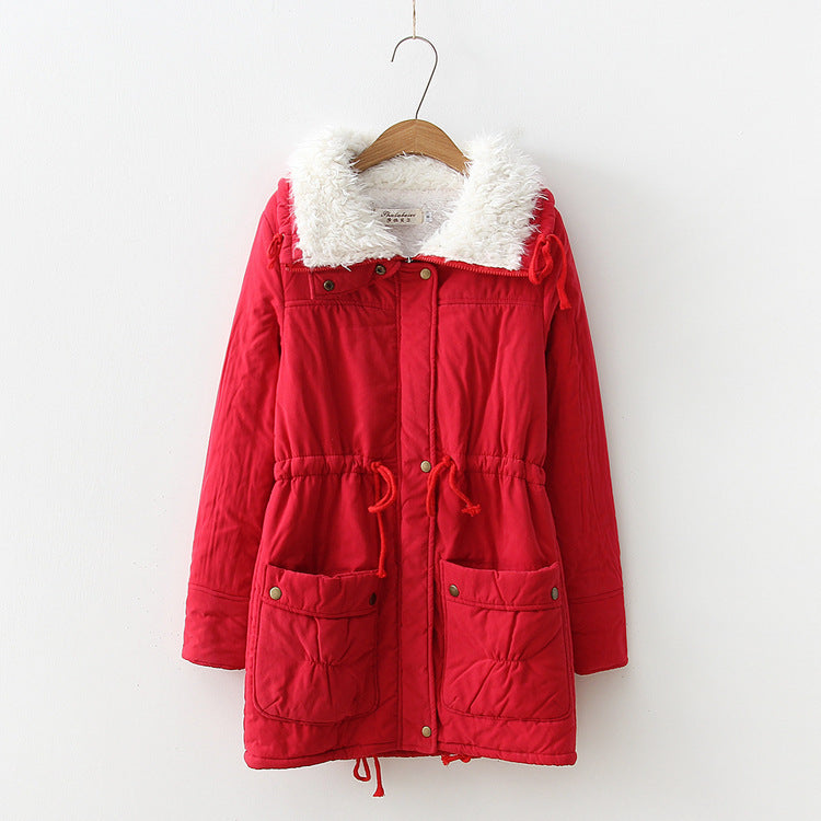 Women's transitional jacket with detachable faux fur collar and practical pockets NOVAE