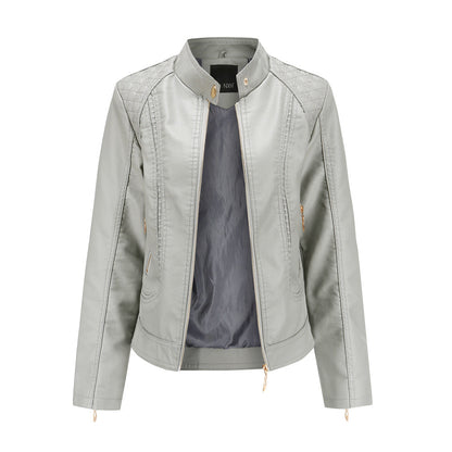 Women's faux leather jacket with fashionable quilted details NOVAE