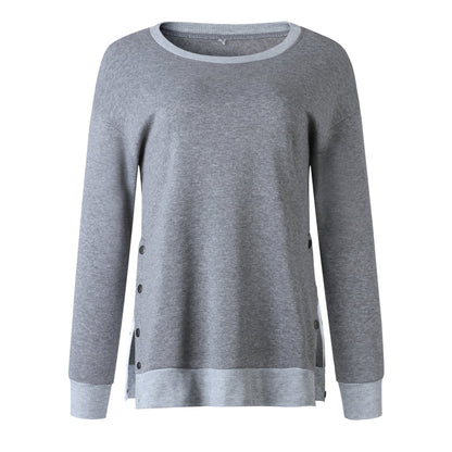 Women's casual sweatshirt with side snap buttons NOVAE