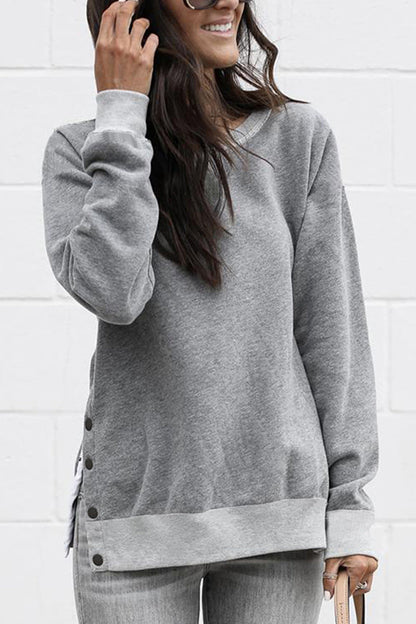 Women's casual sweatshirt with side snap buttons NOVAE