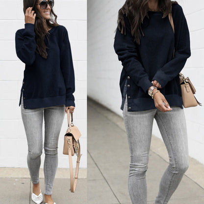 Women's casual sweatshirt with side snap buttons NOVAE