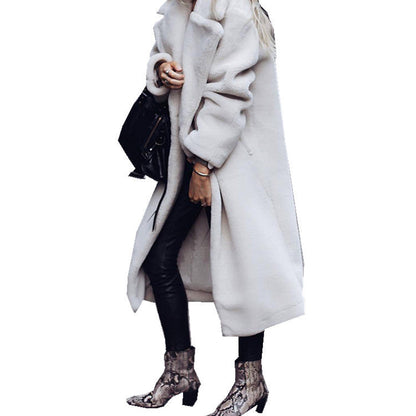 Women's long teddy coat in a stylish design NOVAE