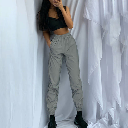 Women's casual leisure trousers with side pockets and elastic waistband NOVAE