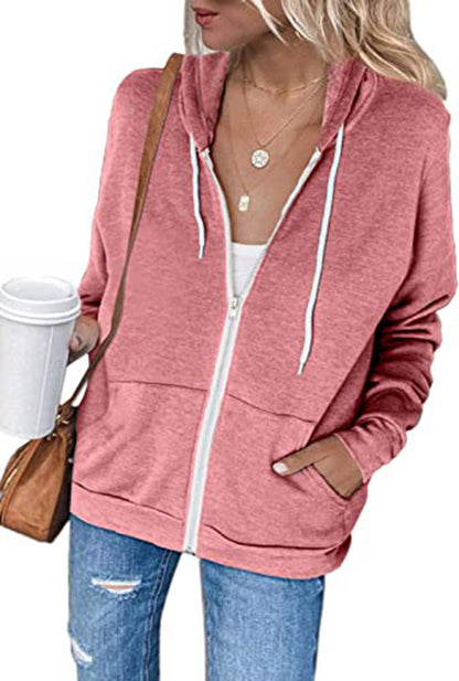 Women's casual hooded jacket with zipper and practical pockets NOVAE