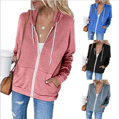 Women's casual hooded jacket with zipper and practical pockets NOVAE