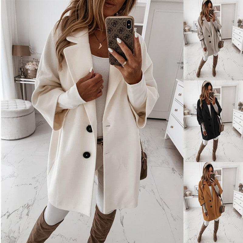Women's casual oversized coat with double button closure NOVAE