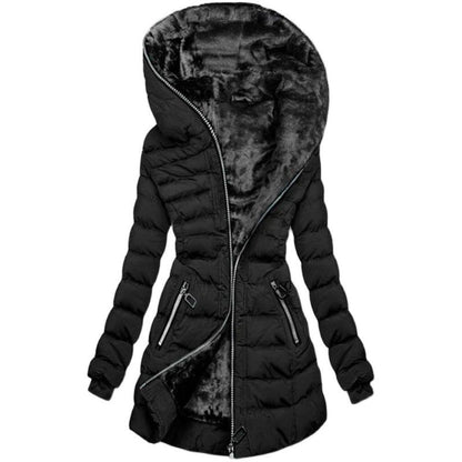 Women's long jacket with cozy lining and high collar NOVAE