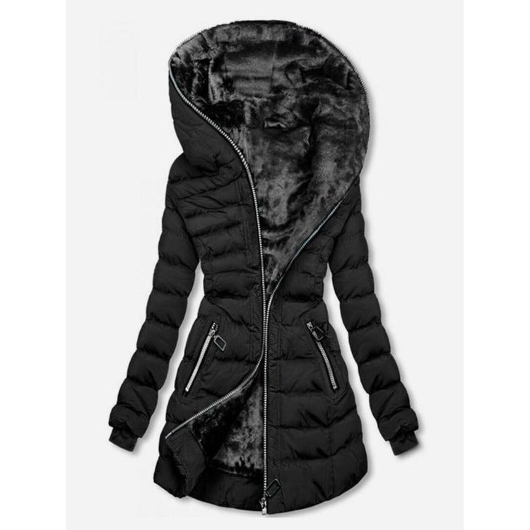 Women's long jacket with cozy lining and high collar NOVAE