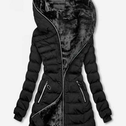 Women's long jacket with cozy lining and high collar NOVAE