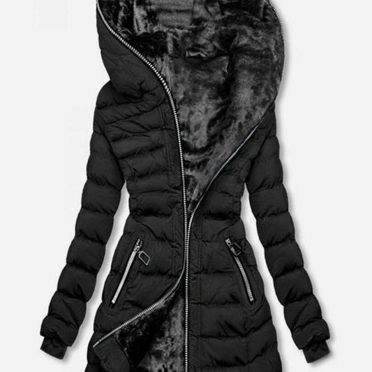 Women's long jacket with cozy lining and high collar NOVAE