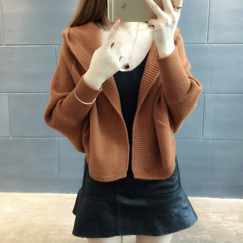 Women's Pretty Knitted Cardigan with Hood NOVAE