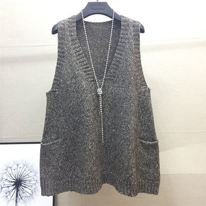 Women's V-neck knit top with side pockets NOVAE