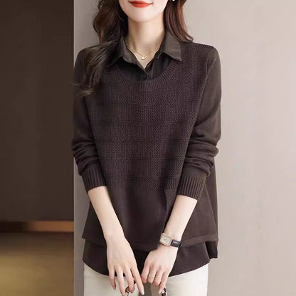 Women's Fashionable Layered Sweater with Texture NOVAE