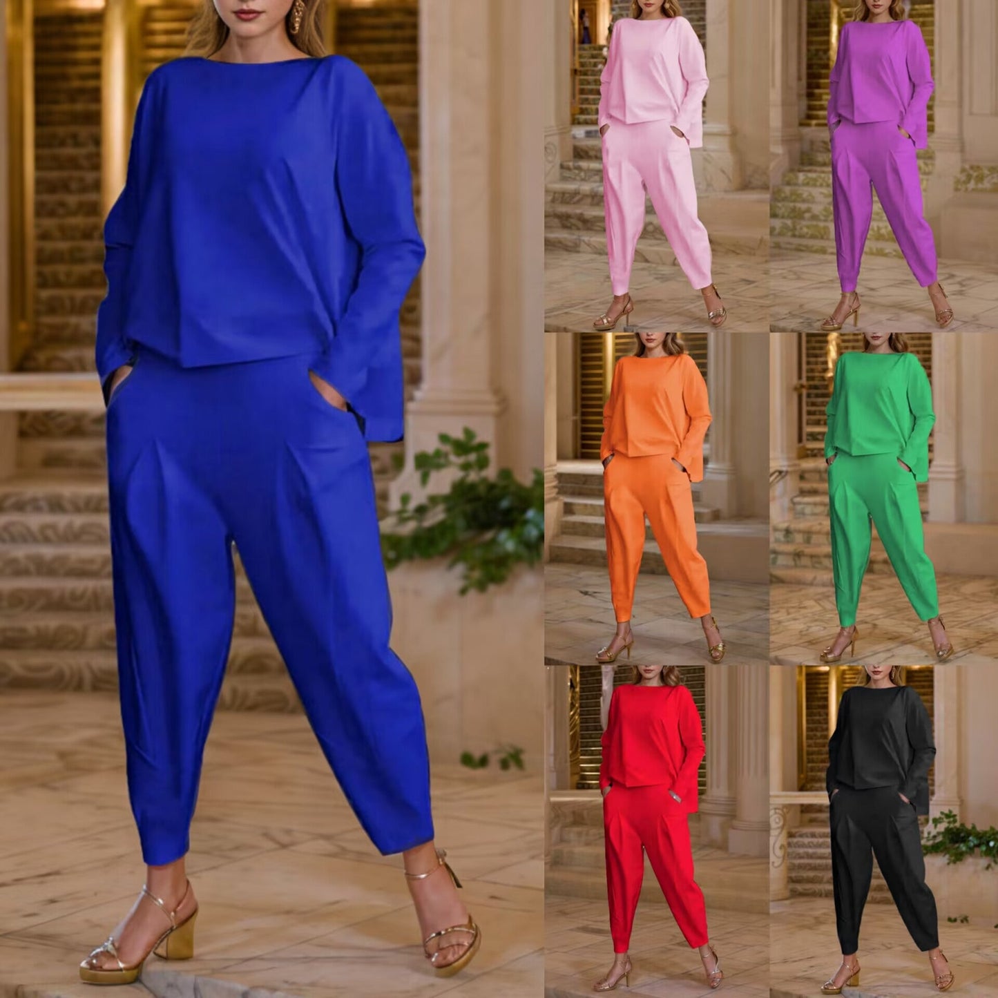 Women's elegant set with casual top and comfortable trousers NOVAE