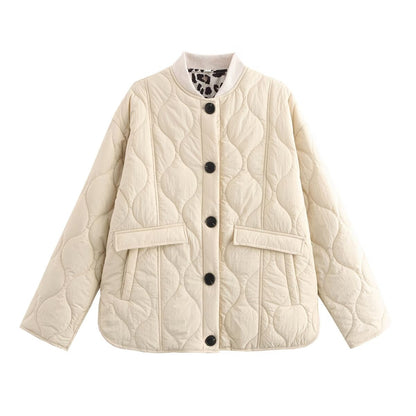 Women's quilted transitional jacket with practical pockets and fashionable stand-up collar NOVAE