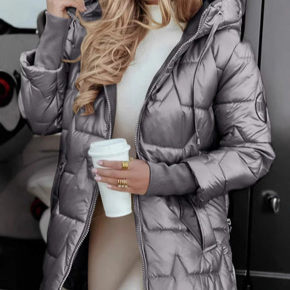 Women's fashionable and warm quilted jacket with hood NOVAE