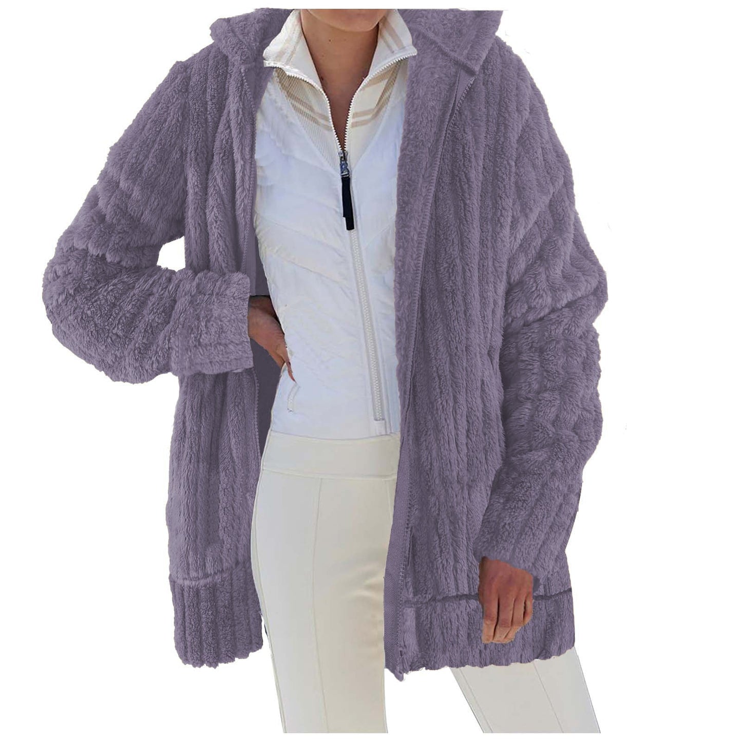 Women's Cozy Fleece Jacket with High Collar and Voluminous Cut NOVAE
