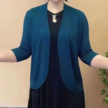 Women's cardigan with 3/4 sleeves and textured pattern NOVAE