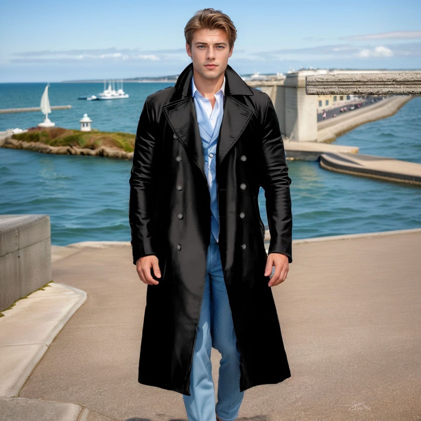 Men's Elegant and Shiny Trench Coat NOVAE