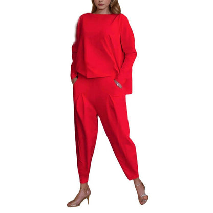 Women's elegant set with casual top and comfortable trousers NOVAE