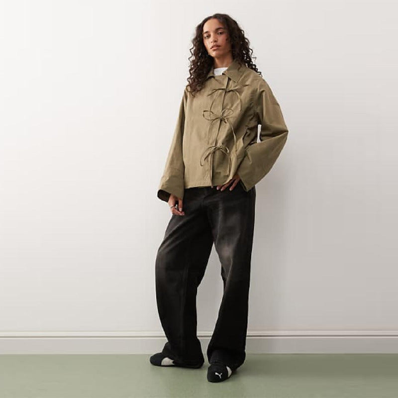 Women's leisure jacket with modern tie straps and a relaxed cut NOVAE