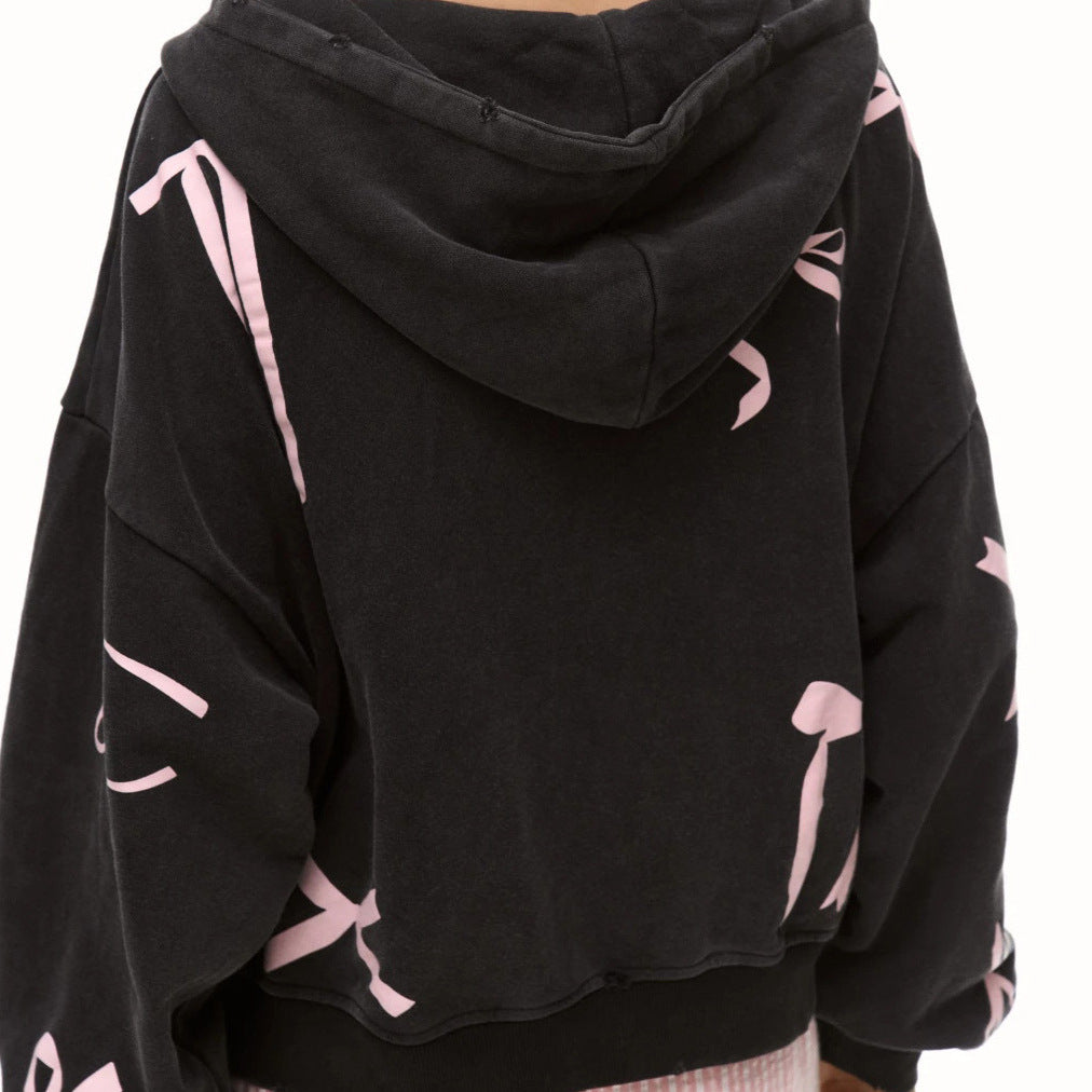 Women's Oversized Hooded Jacket with Eye-Catching Ribbon Design NOVAE