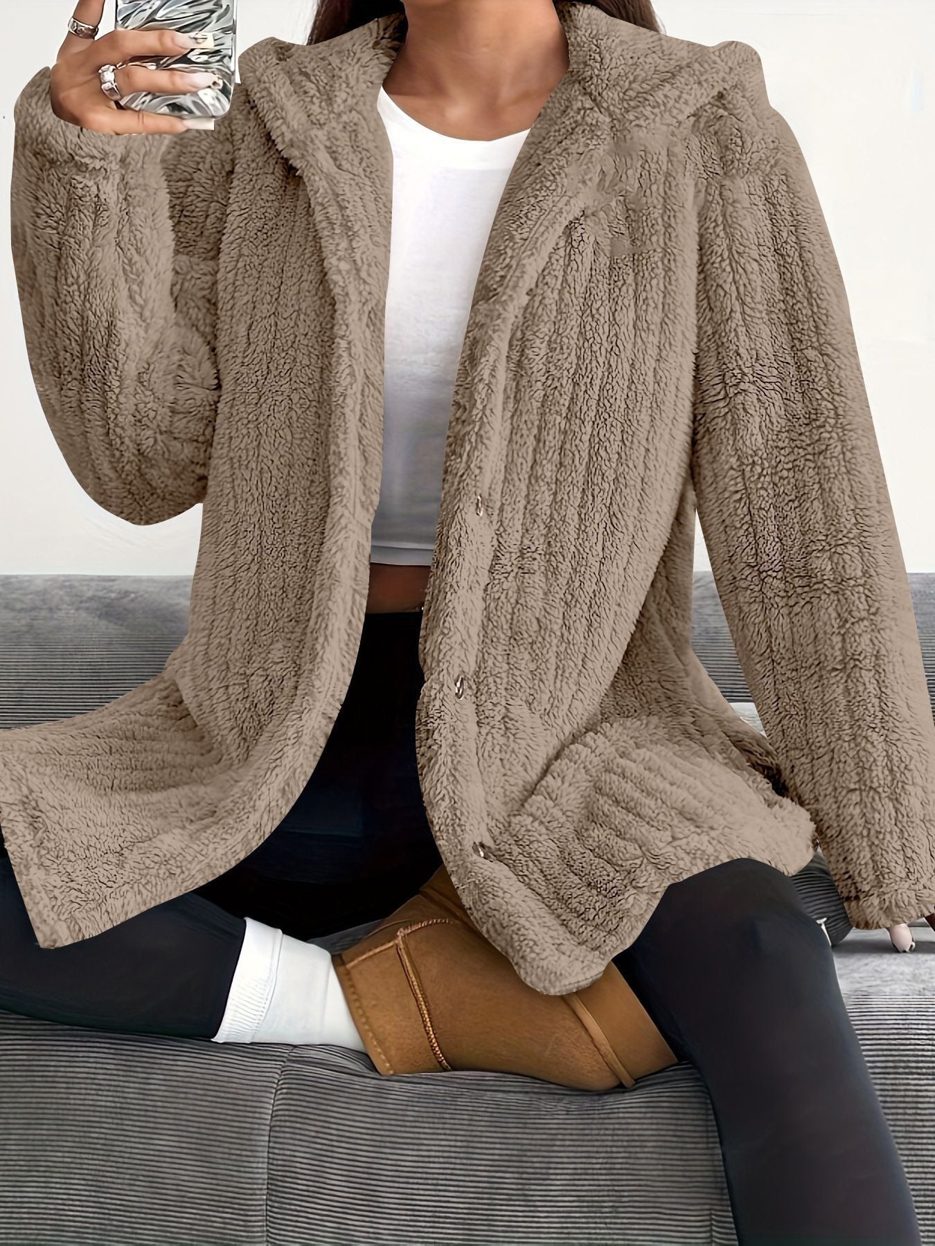 Women's hooded jacket made of soft fleece NOVAE