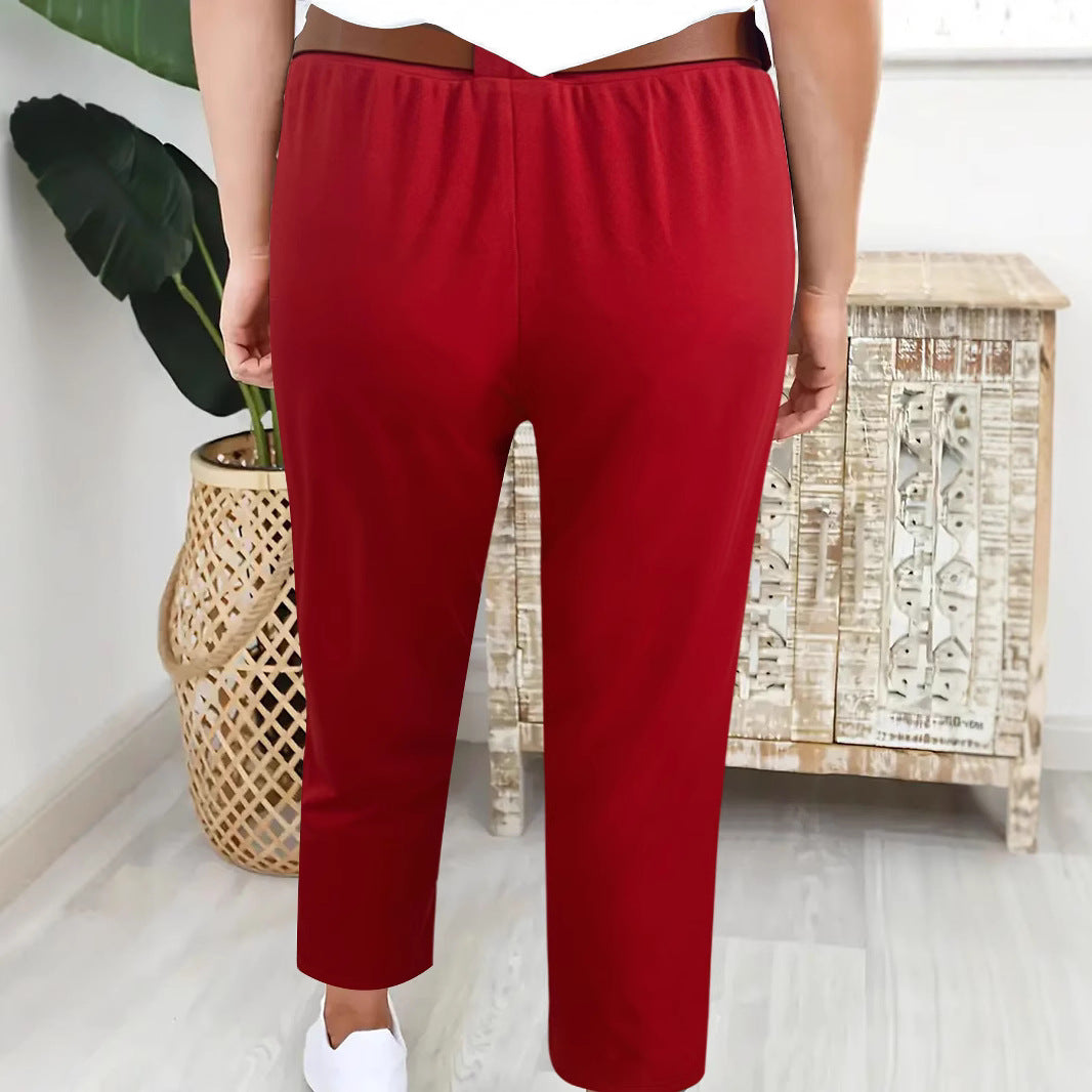 Women's elegant high-waisted trousers with decorative pleats and practical pockets NOVAE